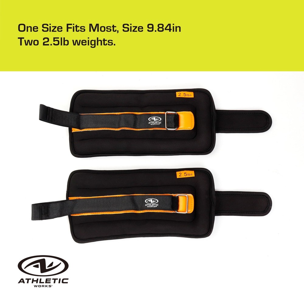 (2 pack 5lb Pair Ankle & Wrist Weights 2pcs Each One is 2.5LBS Adjustable Strap