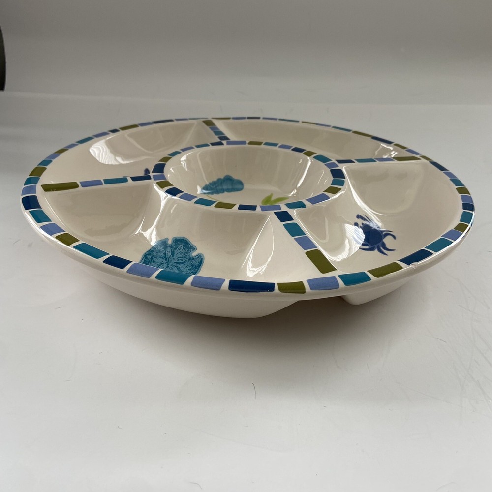 Chip Dip Snack Appetizer Platter Beachy Nautical Summer Hand Painted