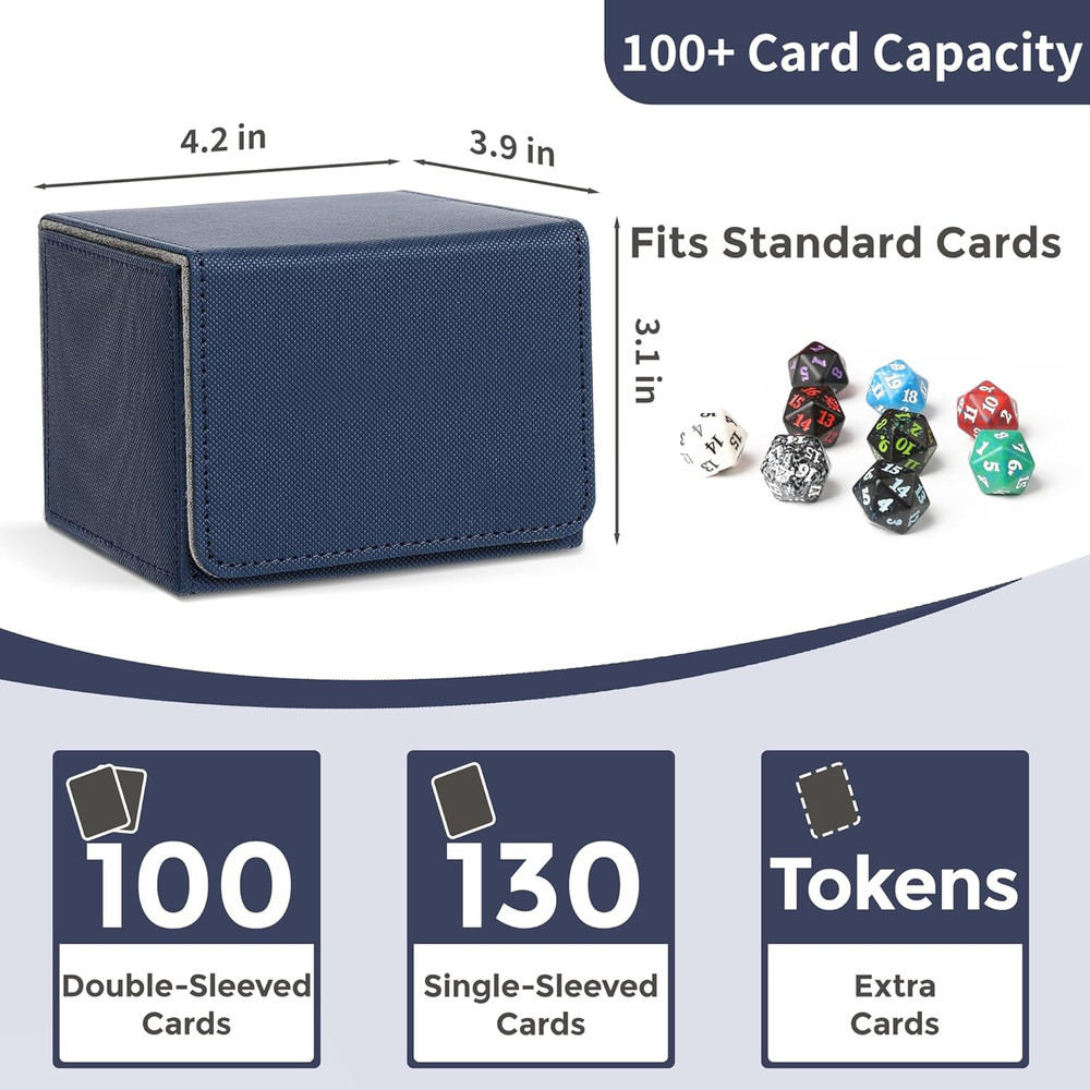 MTG Deck Box with 2 Dividers, Large Capacity Commander Deck Box Fits 100+ Double