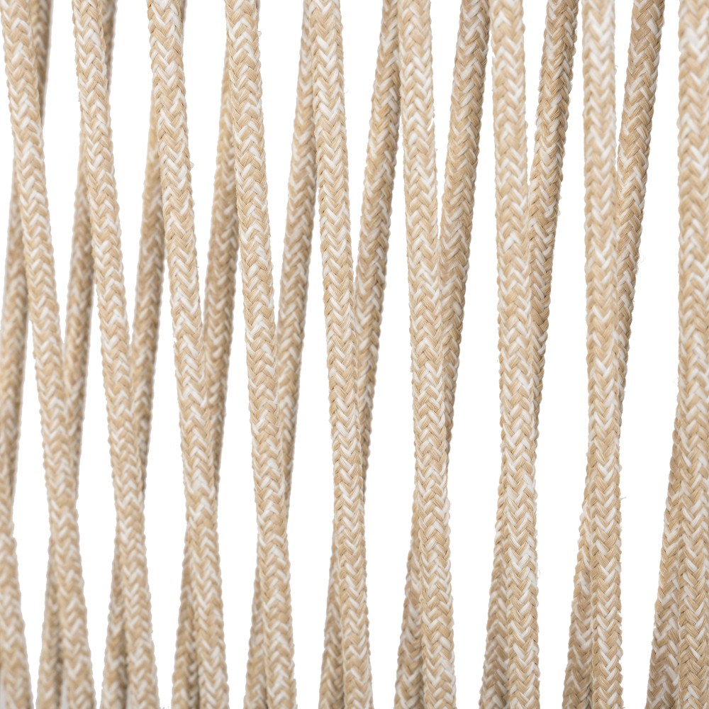 Acacia Wood Rope Chair Patio Set with Table & Beige Cushions