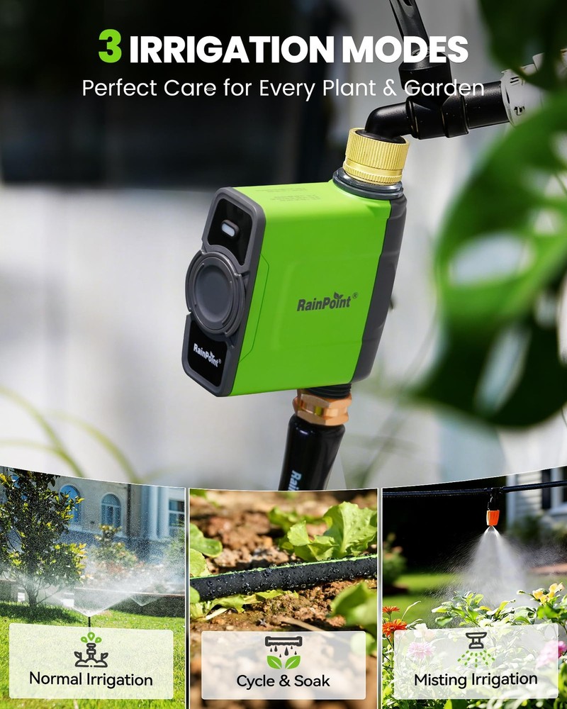RAINPOINT WiFi Water Timer for Garden Hose, Sprinkler Controller, Green