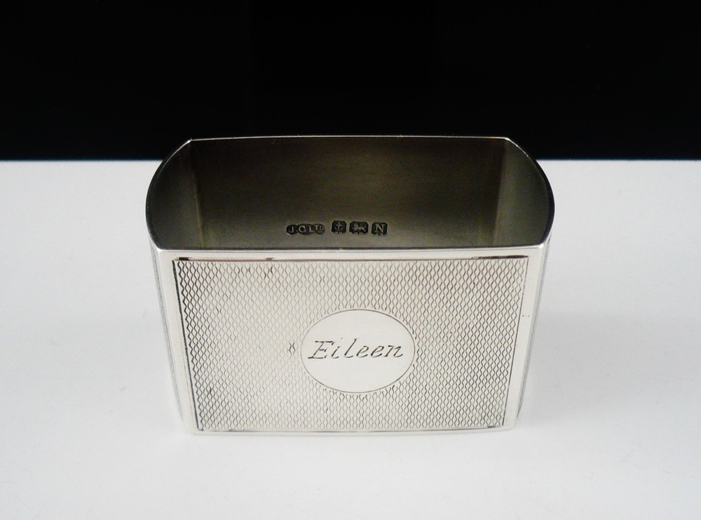 Sterling Silver Napkin Ring, EILEEN, Hallmarked Birmingham 1937