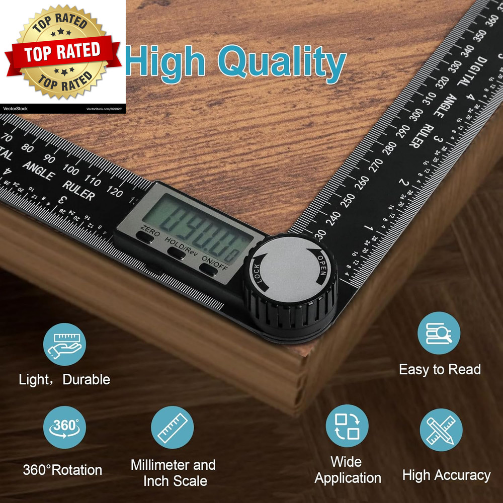 Third Generation Protractor Angle Finder Digital Angle Ruler with 7Inch/200Mm