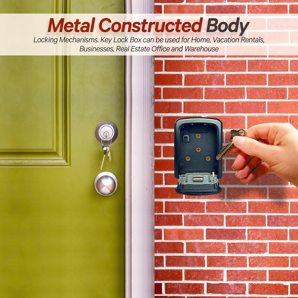 Metal Wall Mount 4-Digit Combination Lock Box - Secure Your Keys Effortlessly