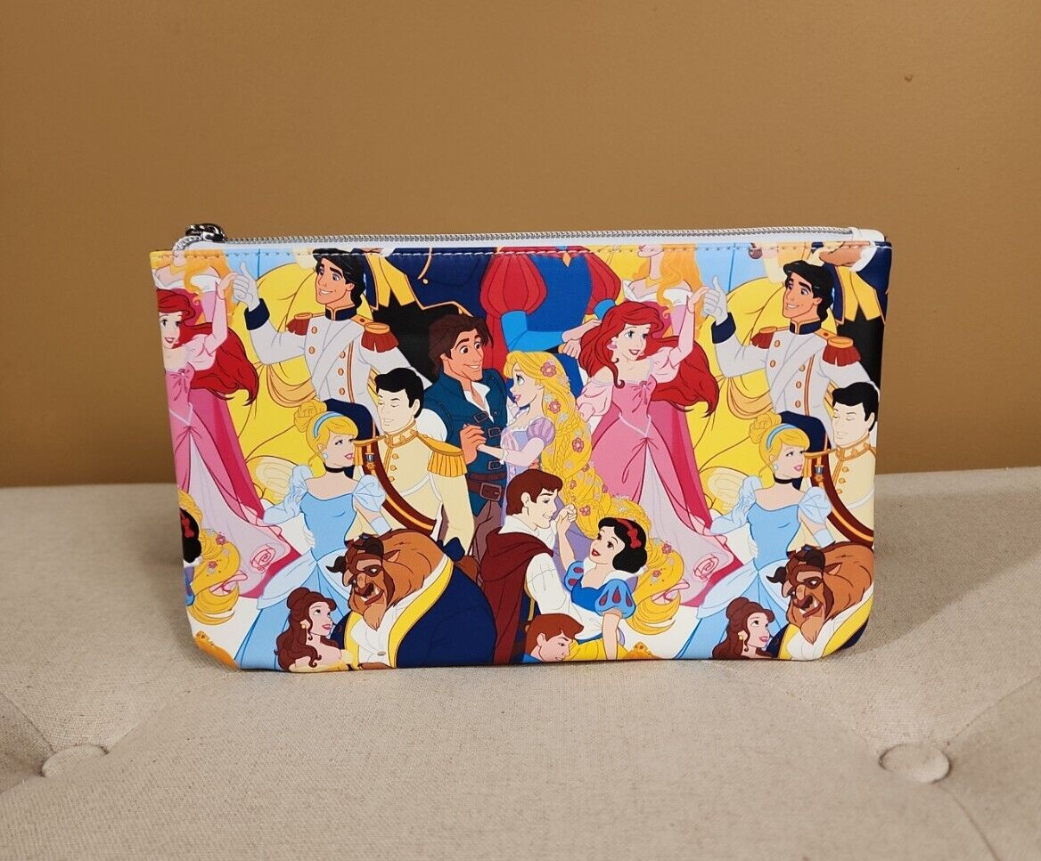 Buckle Down Disney Princess Couples Love AOP Print Cosmetic Bag Makeup Pouch NEW