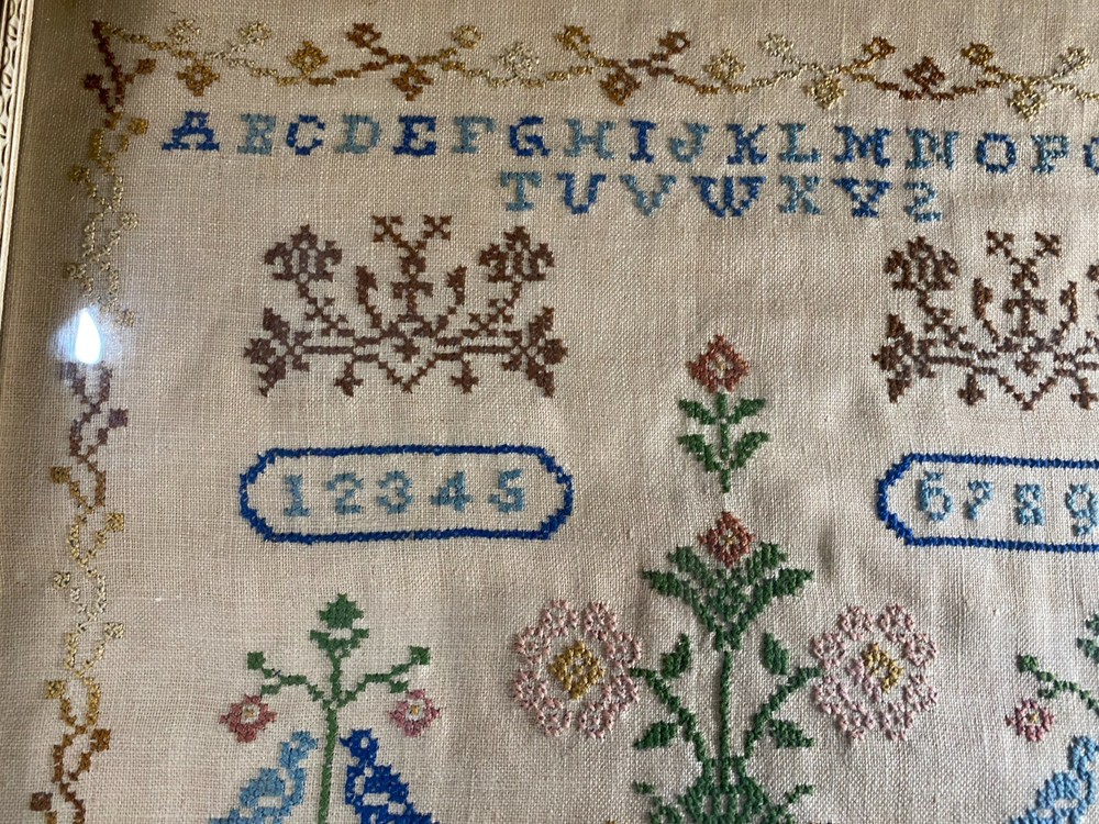 Vintage Needlepoint "Numbers And Alphabet" - Framed