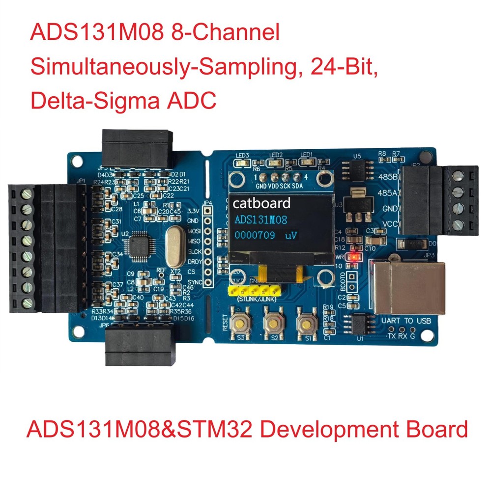 ADS131M08 Module - 24-bit High-Precision ADC with 8-Channel Input OLED