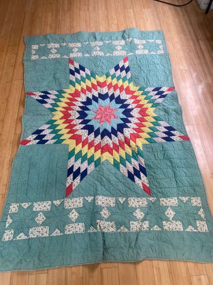 Vintage rainbow texas star quilt