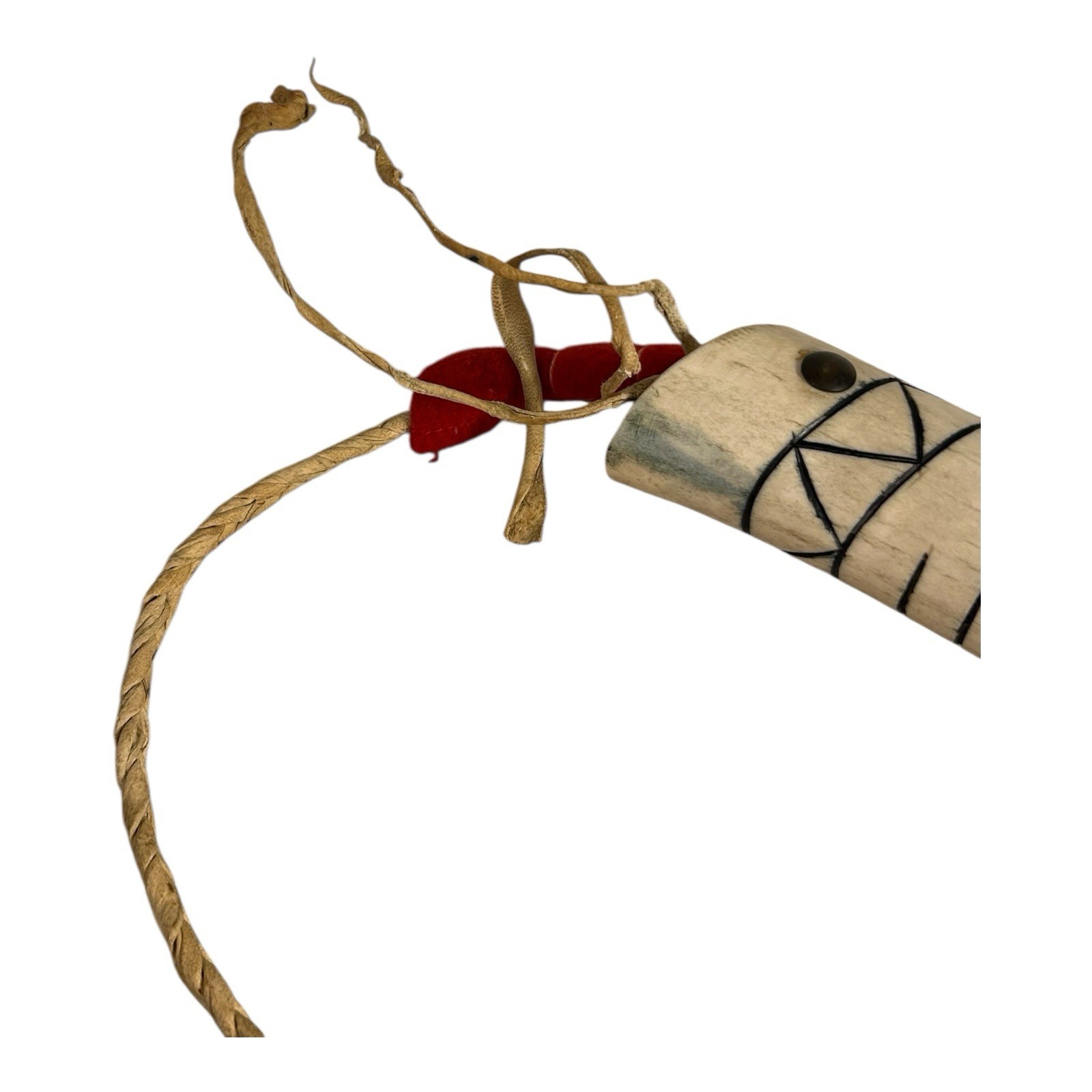 Vintage Authentic Native American Elk Antler Studded Quirt