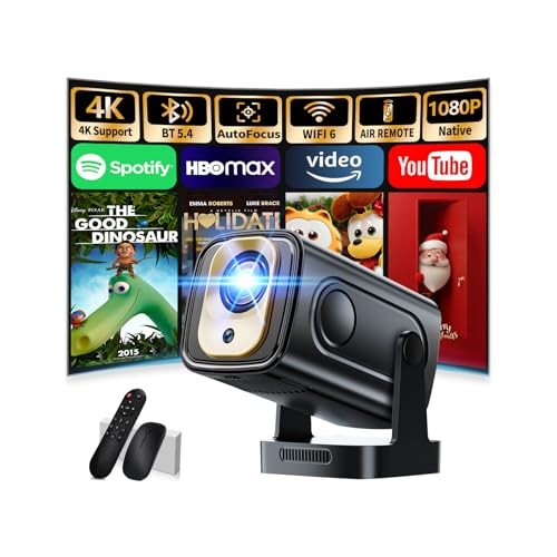 Projector [Auto Focus & Native 1080P & Built-in Apps] Mini Obsidian Black