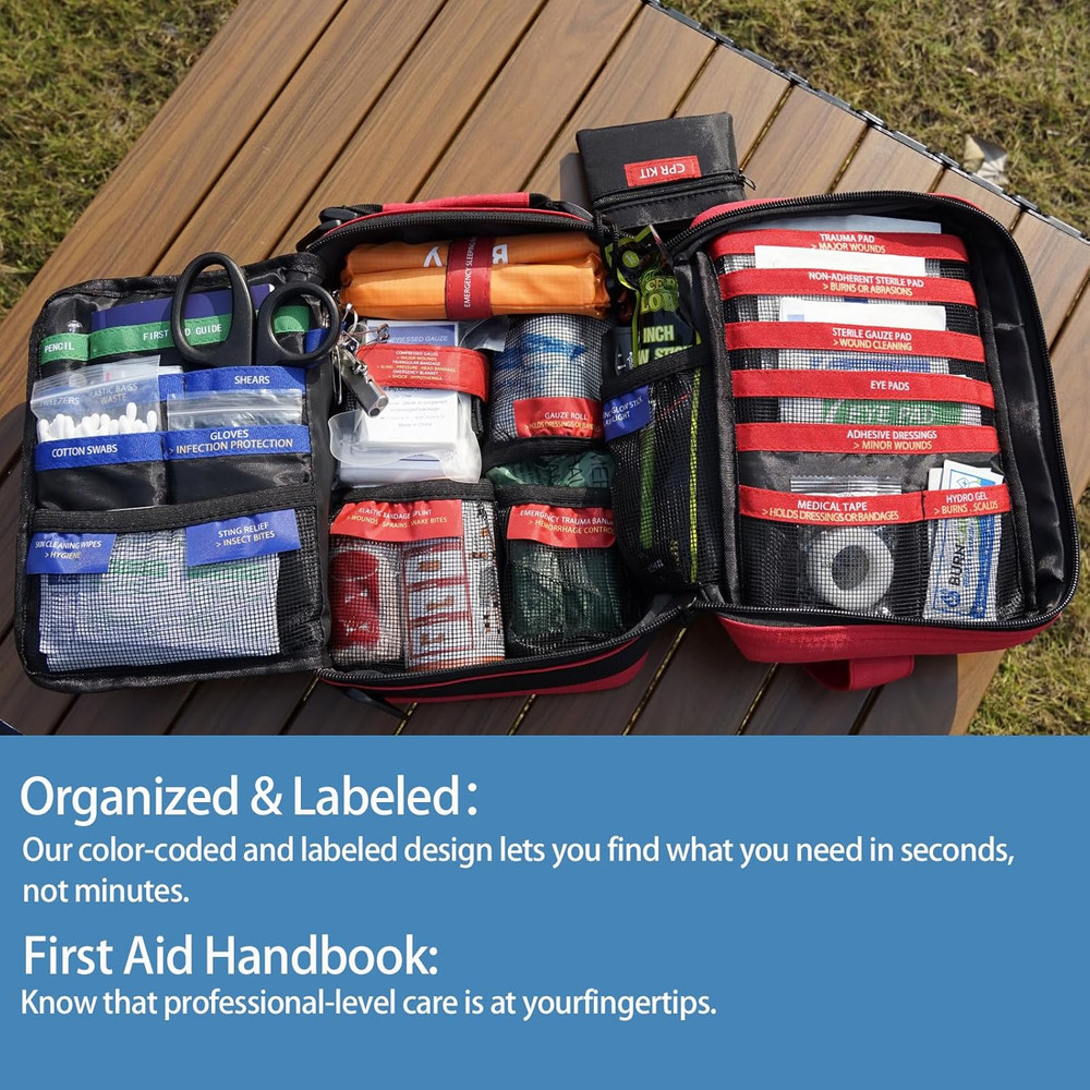 Comprehensive First Aid Kits- Advanced Trauma Kits with Labeled Compartments, La