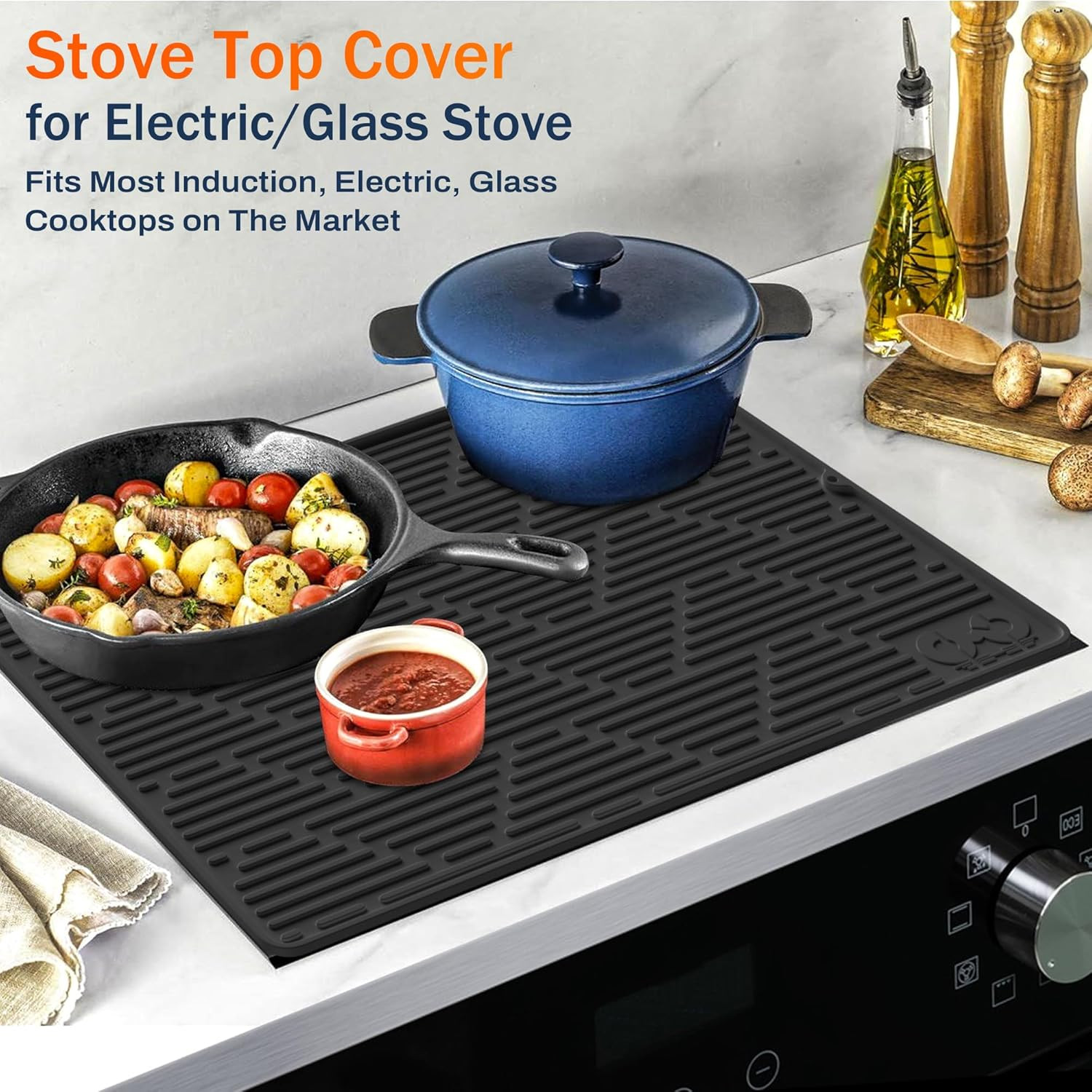 Stove Top Covers for Electric Stove, 28"x20" Premium Heat Resistant Silicone Gla