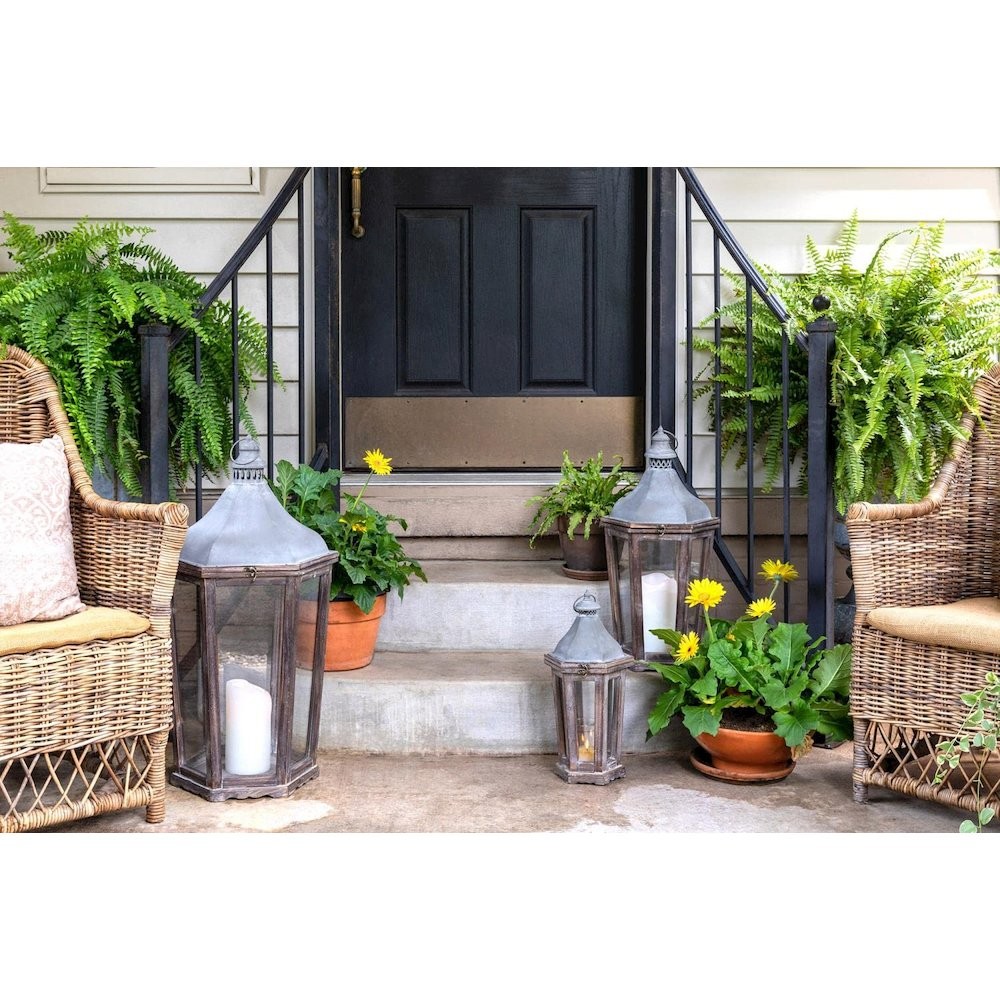 Wood & Galvanized Metal Lantern Medium