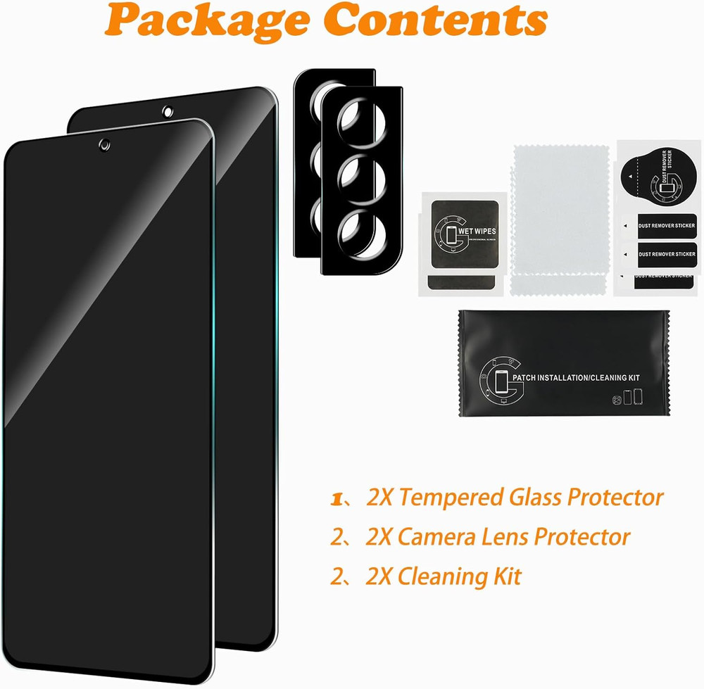 2 Pack Privacy Screen Protector for Samsung Galaxy S22 5G with 2 Pack Camera Len