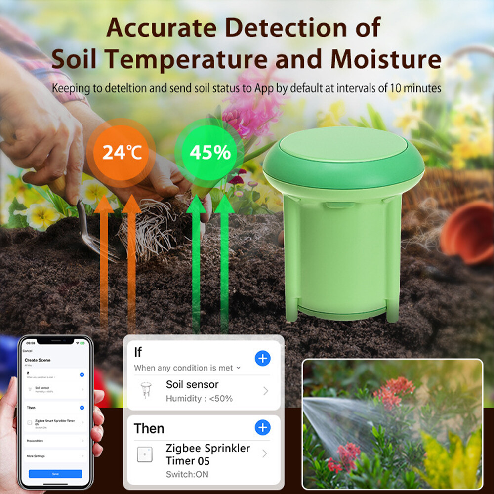 Tuya Wireless Smart Zigbee3.0 Soil Tester Garden Moisture Sensor Temp Hygrometer
