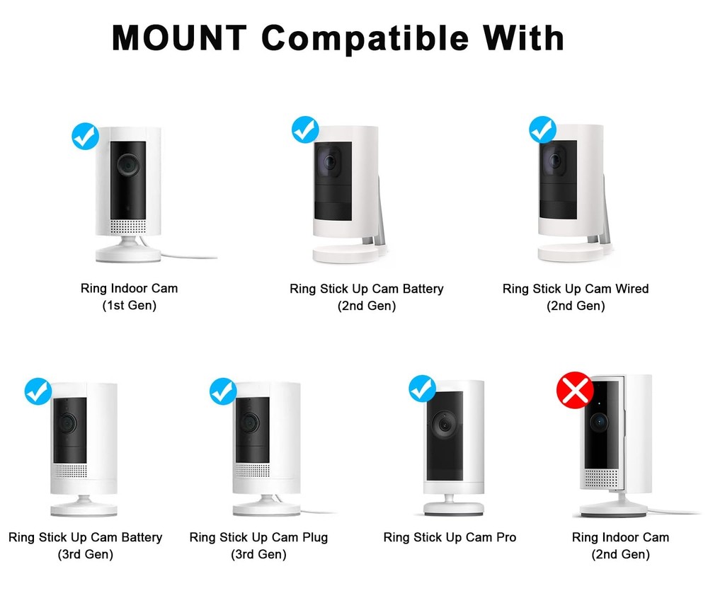 2Pack Adjustable Wall Mount Bracket Compatible with Ring Stick Up Cam & Black