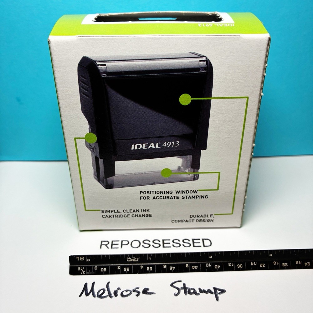 Repossessed Rubber Stamp Black Ink Self Inking Ideal 4913