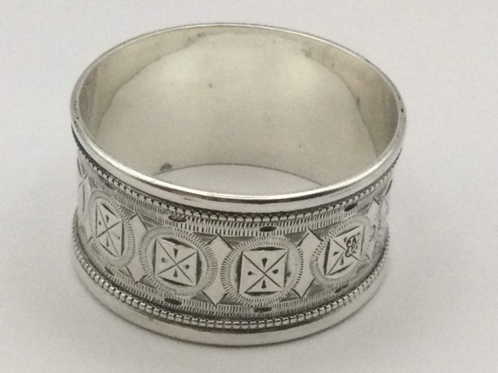 VICTORIAN STERLING SILVER NAPKIN RING, EXETER C1881