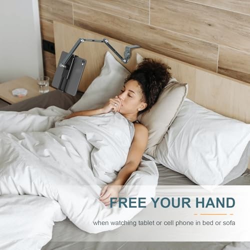 Tablet Stand Holder, Tablet Desk Mount, Adjustable Foldable Tablet Arm Grey