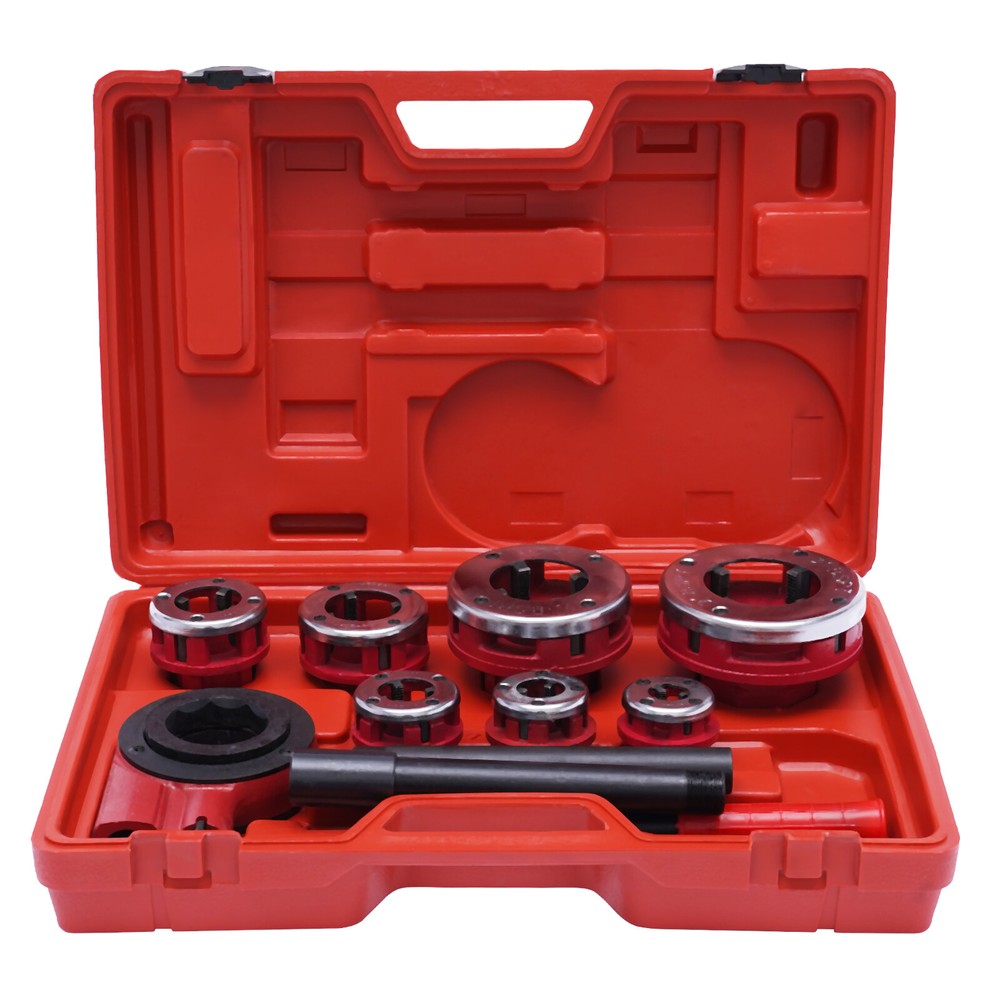 BSPT Pipe Threader 3/8" to 2" Dies Set Threading Tool Ratchet w/ Handle 7-Sizes