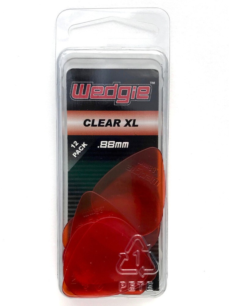 Wedgie Clear XL Guitar Picks | .88mm | Orange | 12 pcs