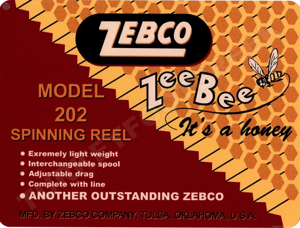 Zebco Zee Bee 202 9" x 12" Metal Sign