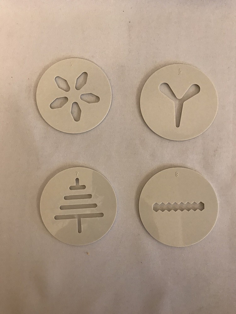 4 Pampered Chef Cookie Press Replacement Part  #1525 Discs–5, 6, 7, 8 Xmas Tree