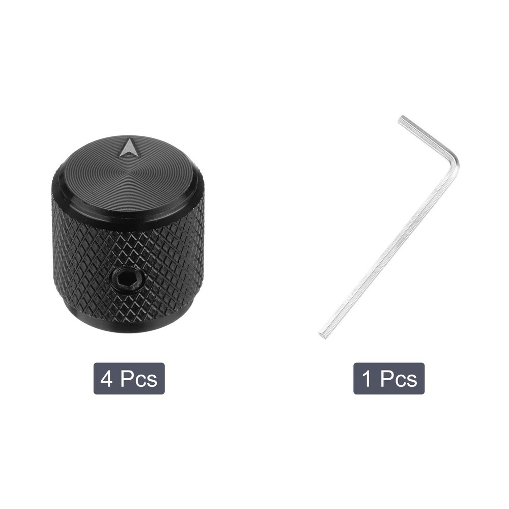 4Pack Guitar Knobs Metal 1/4" x 1/2" Potentiometer Knobs with Set Screw Black