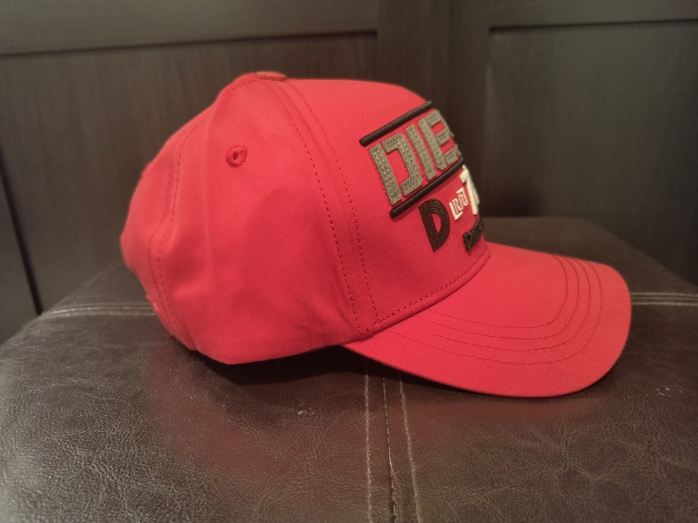 Diesel Distressed Denim Hat Red