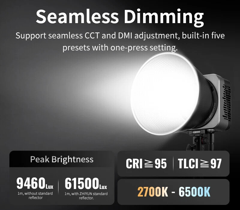 ZHIYUN Light Molus G200 300W LED Video Light Bowens Mount Photography Lighting