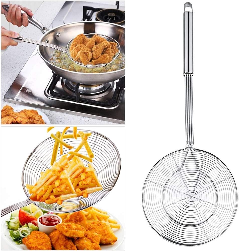 Dishwasher Safe Spider Skimmer with Comfortable Handle for Effortless Straining
