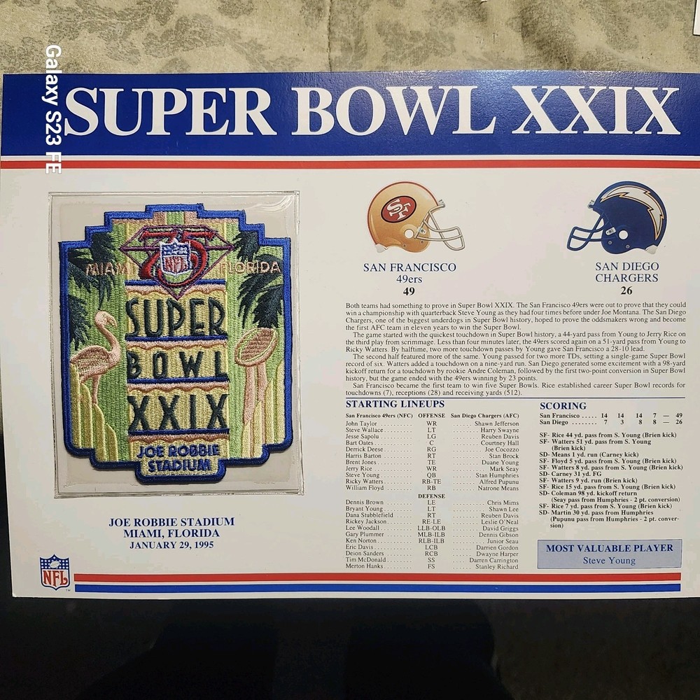 SAN FRANCISCO 49ERS VINTAGE SUPER BOWL PATCHES (5) + 2 PATCH BONUS /