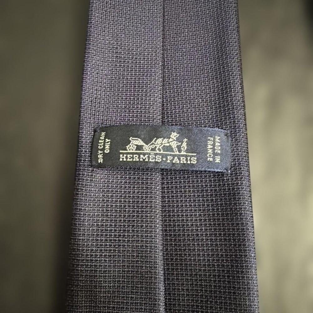 Hermes Navy Abstract Pattern Tie, Textured, Used