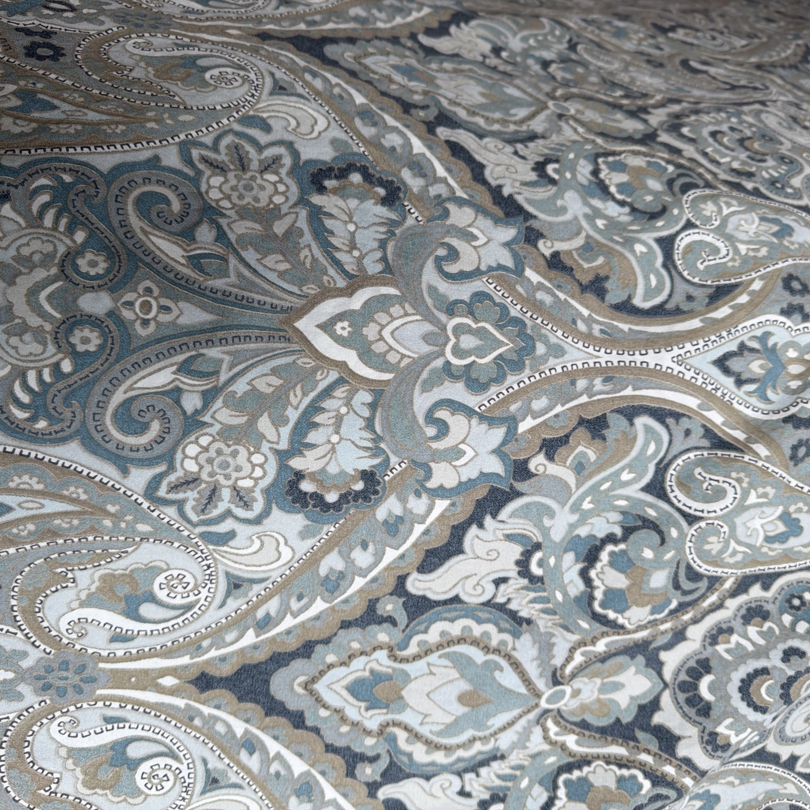 POTTERY BARN McKENNA Blue Gray Paisley Full Queen Duvet Cover