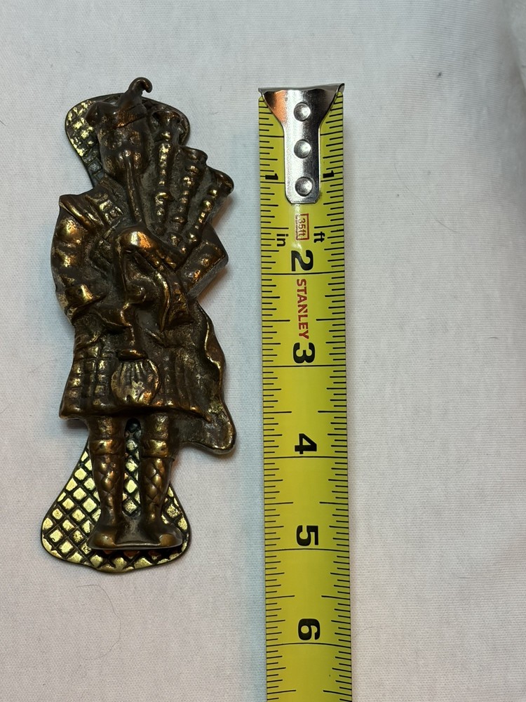 Vintage Style Solid Brass Door Knocker ''Scottish Bagpiper'' Pre-Owned