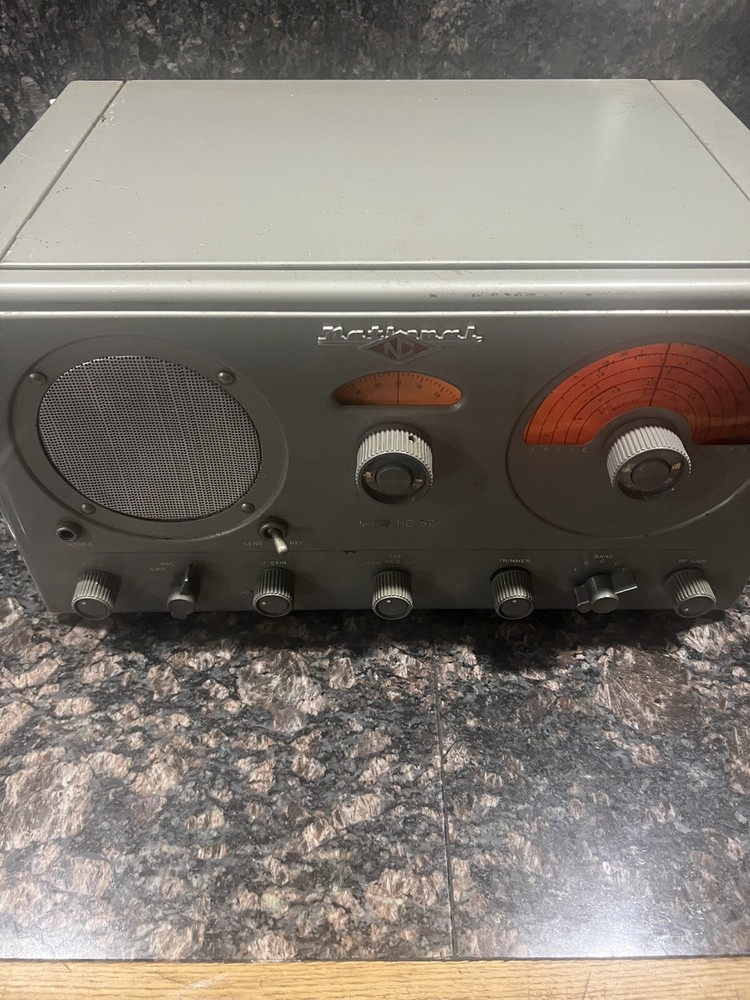 National Model NC-57 Ham Radio Receiver powers on