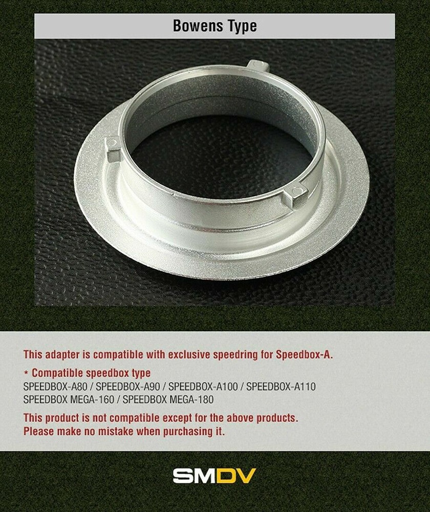 SMDV Adapter Bowens Type Mount for SpeedBox Diffuser Flip, Alpha, Strip, Square