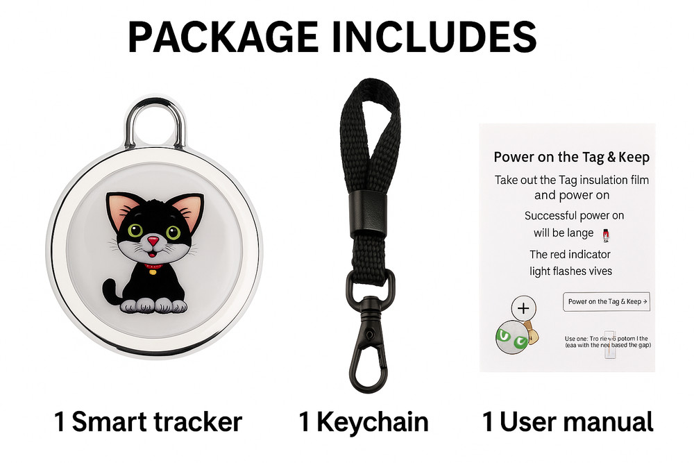 Cat GPS Bluetooth Tracker Collar Tag Anti-Lost Locator for iPhone Android