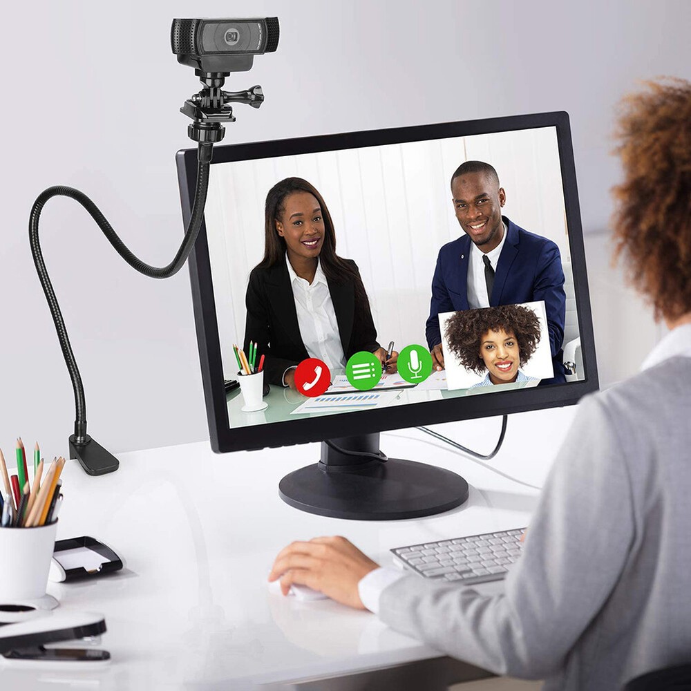 Black Flexible Webcam Stand Enhanced Durable Desk Camera Clamp Bracket Holder