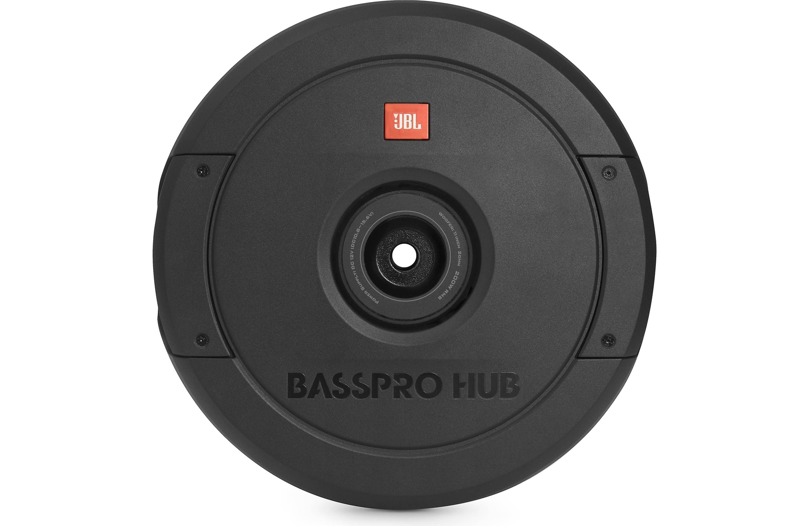 JBL BassPro Hub 11" subwoofer enclosure w. 200 W amp mounts to hub of spare tire