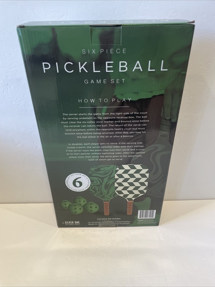 Six Piece Green Pickleball Set Includes 2 Paddles