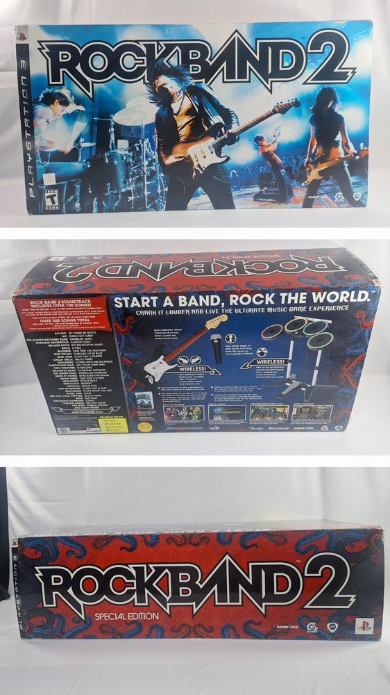 RockBand 2 Special Edition Bundle PS3 Complete Set + RB3 Game-Near Mint