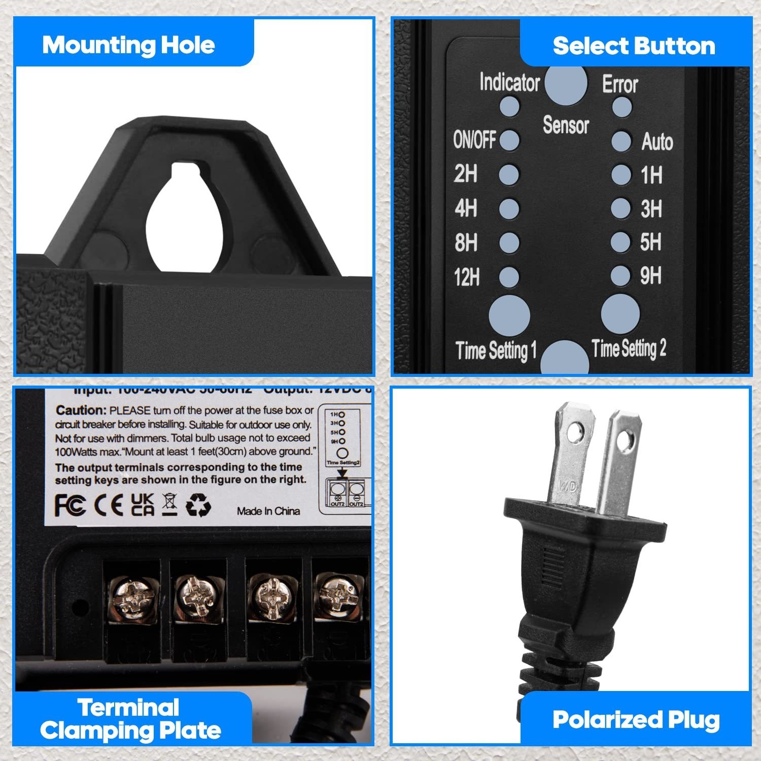 100W Weatherproof Low Voltage Landscape Transformer with Timer & Photocell