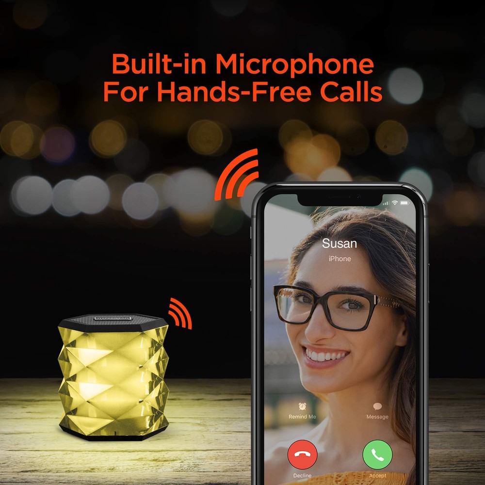 HyperGear LYTE Mini Wireless LED Bluetooth Speaker, Black, 2.75"H