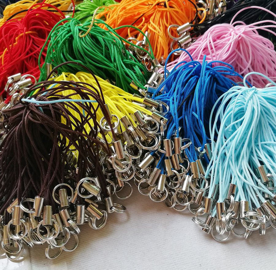 100X Cell Phone Lanyard Cords Strap Lariat DIY with Double Loop Split Ring