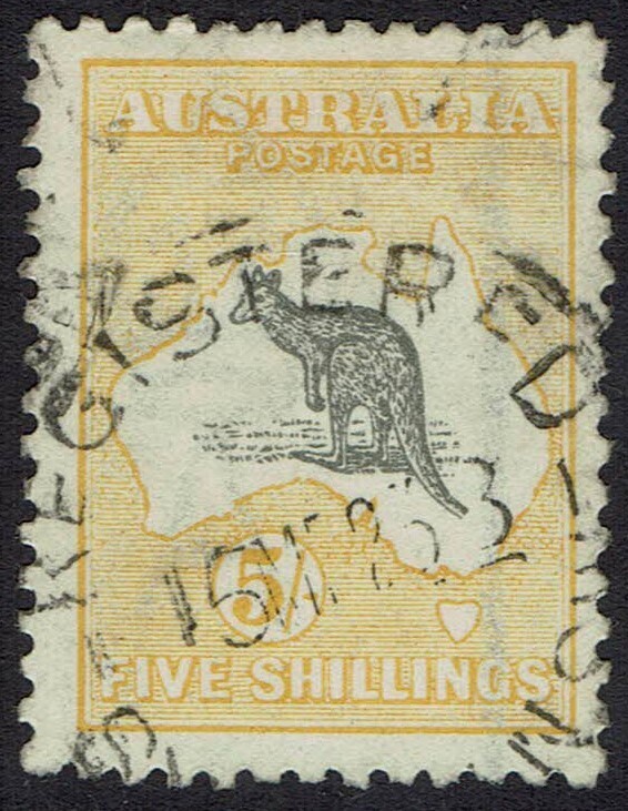 AUSTRALIA 1915 KANGAROO 5/- 3RD WMK USED