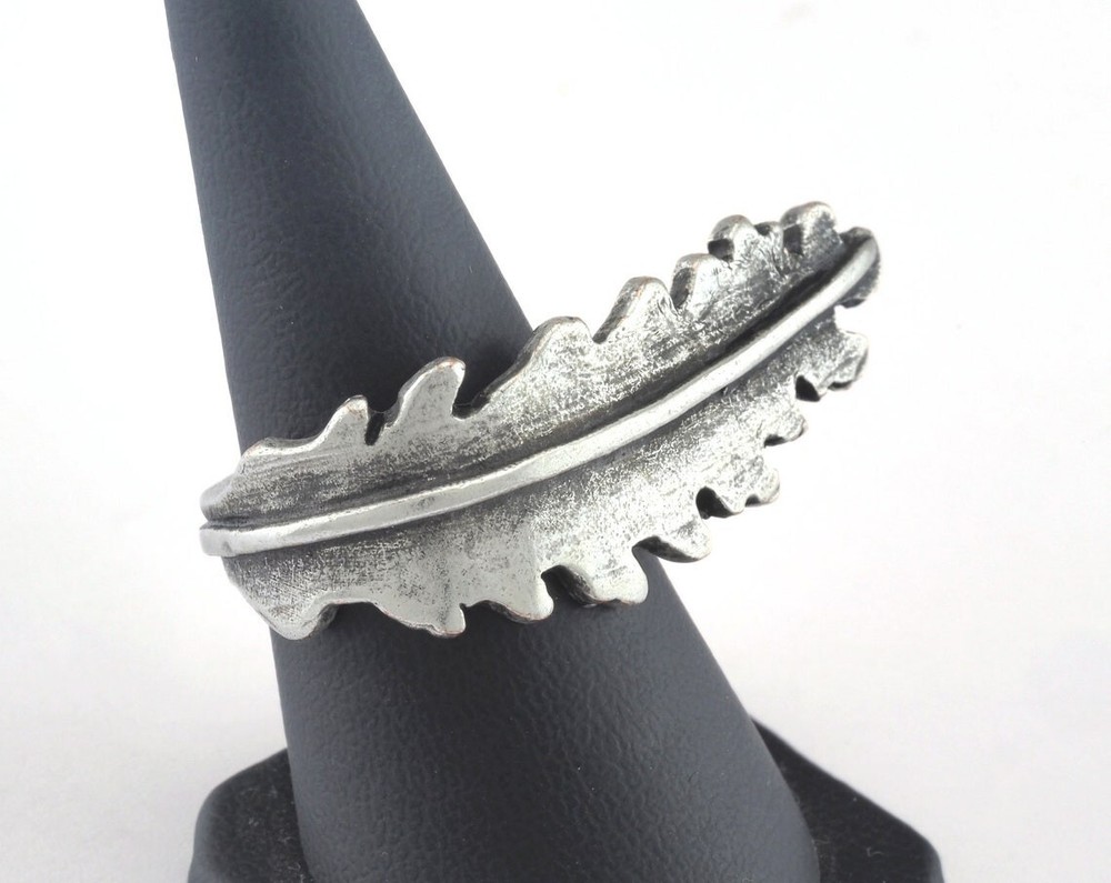 Leaf Ring Adjustable Antique Silver Plated Brass (16mm 5US inner size) 3072