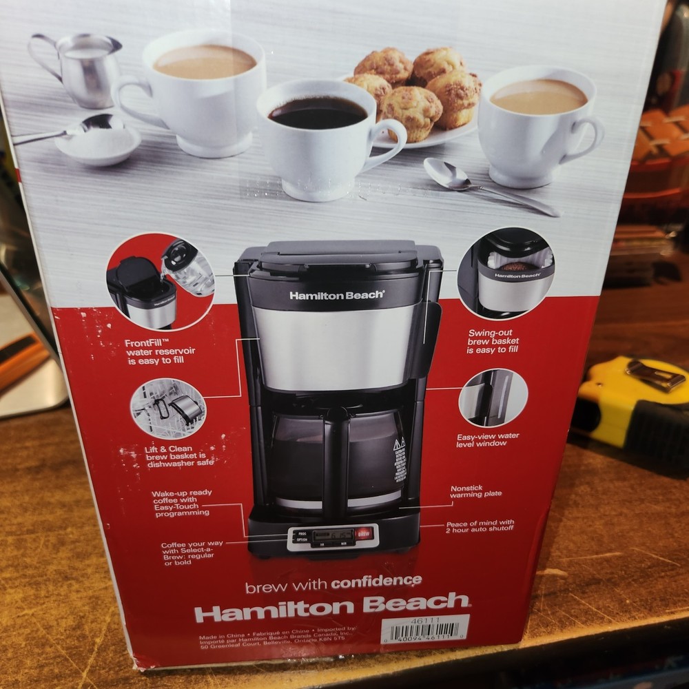Hamilton Beach 5 Cup Drip Coffee Maker with Easy FrontFill Basket, Compact NEW