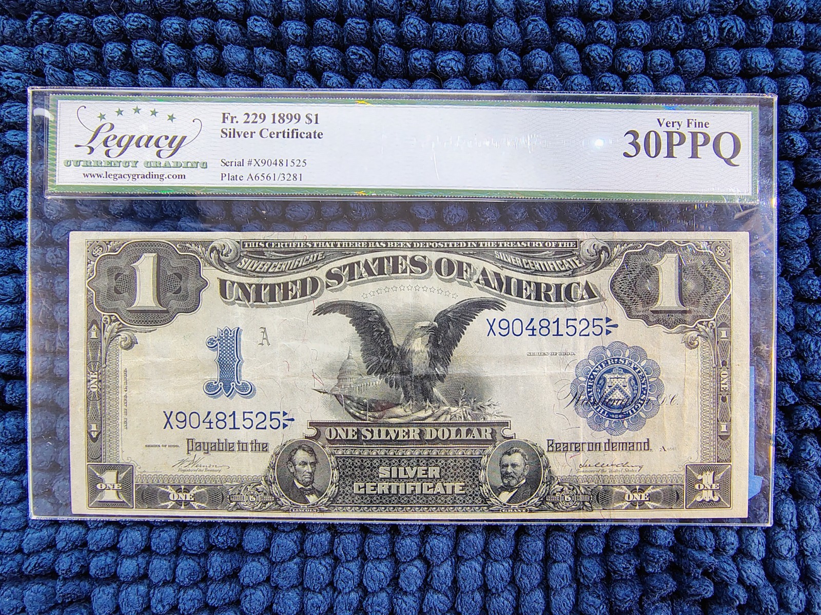 1899 Black Eagle $1 Silver Cert - Fr. 229 - Vernon & McClung - Legacy VF 30 PPQ