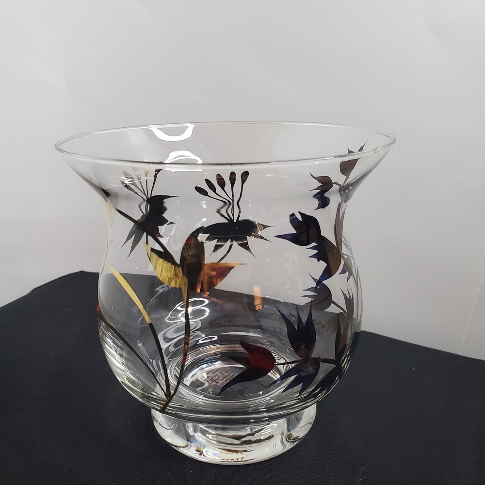 Glass Vase With Leaf Prints